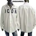 ディースクエアード DSQUARED2 メンズ トップス シャツ 長袖 ロゴ フロントICONロゴプリント入りコットンシャツ ホワイト S79DL0026 S36275 100 (R74800) 321 2023年春夏新作 【送料無料】 【smtb-TK】