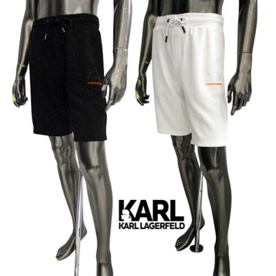 乐天商城 - カールラガーフェルド KARL LAGERFELD メンズ ハーフパンツ ショートパンツ ※セットアップ着用可(トップス別売り) レフトサイド/バックポケット部分ロゴ入りハーフパンツ ホワイト/ブラック 705407 531900 10/990 (R33000) 321 2023年春夏新作 【送料無料】 【smtb-TK】