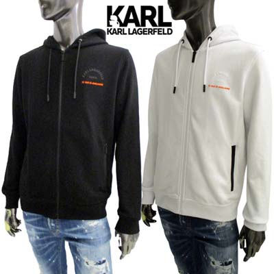 カールラガーフェルド KARL LAGERFELD メンズ パーカー フーディ ※セットアップ着用可(ボトムス別売り) チェスト/バック裾部分ロゴ・サイドジップ...