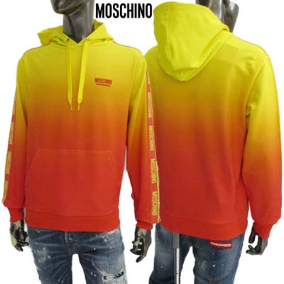 モスキーノ MOSCHINO メンズ パーカー フーディ スウェット ※セットアップ可(ボトムス別売り) ※同デザインでTシャツも有 イエロー オレンジ ロゴ入...