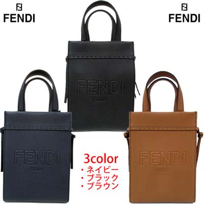 フェンディ 革トートバッグ レディース フェンディ FENDI メンズ 鞄 トートバッグ ユニセックス可 3color フロント立体ロゴ・取り外し可能ロゴ入りショルダー付き2wayミニトートバッグ ブラウン/ネイビー/ブラック 7VA584 AMAC F0CGB/F082Q/F0GXN (R264000/R277200) 321 2023年秋冬新作 【送料無料】 【smtb-TK】