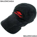 バレンシアガ BALENCIAGA レディース 帽子 キャップ ユニセックス可 フロントレッドロゴ・つば部分ノッチ入りキャップ ブラック 719285 410B...