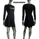 ディースクエアード DSQUARED2 レディース ドレス ワンピース フロントカットアウトデザイン七分袖ワンピース ブラック S75CV0597 S18168...