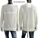 ジバンシー GIVENCHY メンズ トップス ニット セーター フロントロゴ・袖口部分ダメージ加工入りウール混セーター ホワイト BM90LN4 YD1 10...