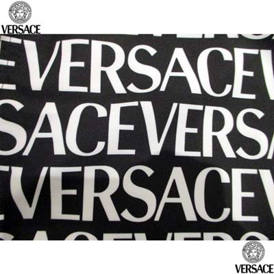 ヴェルサーチ VERSACE メンズ スイムパンツ ビーチウェア 水着 全体ロゴプリント・ウエスト紐付きビーチウェア ブラック 1002516 1A06993 5B040 (R60500) 321 2023年春夏新作 【送料無料】 【smtb-TK】