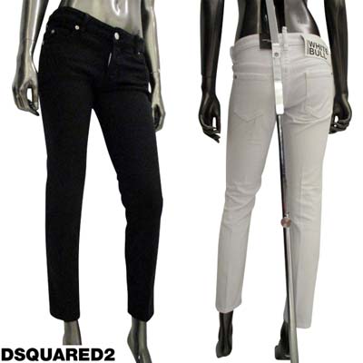 ディースクエアード DSQUARED2 レディース パンツ ジーンズ デニム JENNIFER CROPPED JEAN ロゴタグ・バックBLACK/WHITE BULLロゴパッチ入りデニム ホワイト/ブラック S75LB0745 S30811 100/900 (R74800) 321 2023年春夏新作 【送料無料】 【smtb-TK】