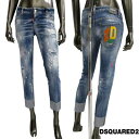 ディースクエアード DSQUARED2 レディース パンツ ジーンズ JENNIFER CROPPED JEAN ダメージ/ペンキ・ロゴタグ・バックマルチカラーD2ロゴ入りスプラッシュクラッシュデニム 青 S75LB0728 S30342 470 (R133100) 321 2023年春夏新作 【送料無料】 【smtb-TK】