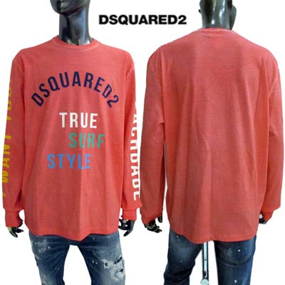 ディースクエアード DSQUARED2 メンズ Tシャツ 長袖 ロンT ロゴT フロントアーチロゴ・スリーブ/フロント部分マルチカラーランゲージプリント入りロングスリーブTシャツ オレンジ S74GD1132 S22507 303 (R81400) 321 2023年春夏新作 【送料無料】 【smtb-TK】