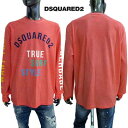 ディースクエアード DSQUARED2 メンズ Tシャツ 長袖 ロンT ロゴT フロントアーチロゴ・スリーブ/フロント部分マルチカラーランゲージプリント入りロン...