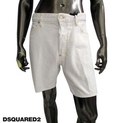 ディースクエアード DSQUARED2 メンズ ボトムス パンツ ショートパンツ ハーフパンツ デニム MARINE SHORTS バックWHITE BULLロゴイエローパッチ入りショートデニム ホワイト S74MU0779 S30811 100 (R61600) 321 2023年春夏新作 【送料無料】 【smtb-TK】