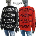 バルマン BALMAIN メンズ トップス セーター ニット 2color 全体ロゴライン入りプルオーバーセーター レッド/ブラック ブラック/ホワイト BH1...