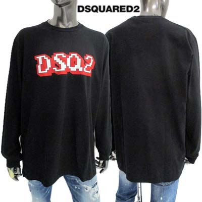 ディースクエアード DSQUARED2 メンズ トップス ロンT 長袖 Tシャツ ロゴT フロントツートンカラードットロゴプリント入りロングTシャツ ブラック S74GD1180 S24581 900 (R90200) 322 2023年秋冬新作 【送料無料】 【smtb-TK】