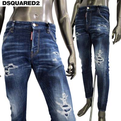 ディースクエアード DSQUARED2 メンズ ボトムス デニム ジーンズ ジーパン Sexy Twist Jeans ダメージ・レザーロゴパッチ・DSQ2ロゴ入りレッドハーフリーフ付きクラッシュデニム ブルー S74LB1333 S30342 470 (R123200) 322 2023年秋冬新作 【送料無料】 【smtb-TK】