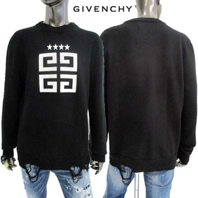 ジバンシー GIVENCHY メンズ トップス セーター ニット フロント4Gモノグラムロゴ/スター・ネック/裾部分ダメージ加工入りセーター ブラック BM90NT4 ZH6 004 (R203500) 322 2023年秋冬新作 【送料無料】 【smtb-TK】