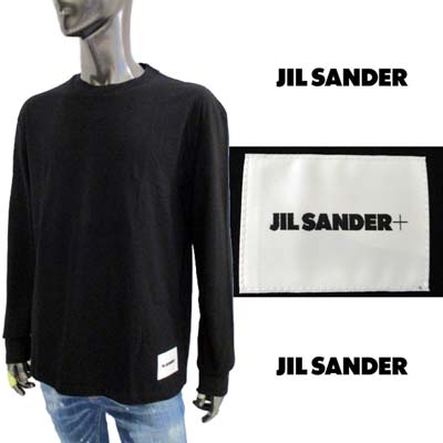 ジル サンダー プレゼント メンズ ジルサンダー JIL SANDER メンズ トップス ロンT 長袖 Tシャツ ロゴT レフト裾JIL SANDER＋ロゴパッチ入りロングTシャツ ブラック J47GC0002 J45048 001 (R29800) 322 2023年秋冬新作 【送料無料】 【smtb-TK】