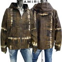 アミリ AMIRI メンズ アウター ジャケット レザー タイダイ柄・フロントポケット部分モノグラムロゴ・金具部分ロゴ刻印入りレザージャケット ブラウン 軽量 ...