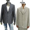フェンディ FENDI メンズ ジャケット セットアップ着用可(ボトムス別売り) 全体FFモノグラム・裏地ロゴパッチ付きシングルブレストシルク混ウールジャケット...