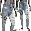 アミリ AMIRI メンズ パンツ ジーンズ デニム 全体ダメージ/汚れ加工・フロント刺繍ロゴ・バックロゴパッチ/バックポケット部分ロゴプレート・ボタンフライ付きクラッシュデニム ブルー PF23MDS013 525 (R418000) GB322 2023年秋冬新作 【送料無料】 【smtb-TK】