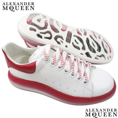 アレキサンダーマックイーン ALEXANDER McQUEEN メンズ 靴 スニーカー シューズ タン/ヒールロゴ・トランスペアレントエアソールバイカラーデザインローカットスニーカー ホワイトレッド 757709 WIE87 9716 (R142000) 322 2023年秋冬新作 【送料無料】 【smtb-TK】