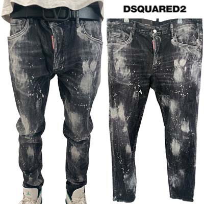 ディースクエアード DSQUARED2 メンズ ジーンズ パンツ デニム SKATER ダメージ/ペイント/ウォッシュド加工・バックシルバーロゴパッチ・ロゴタグ入りボタンフライスプラッシュデニム ブラック S71LB1283 S30357 900 (R137500) 322 2023年秋冬新作 【送料無料】 【smtb-TK】