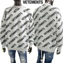 ヴェトモン VETEMENTS メンズ トップス セーター ニット ユニセックス可 全体ストライプラインロゴ/光沢入りプルオーバーファインニット ビッグサイズ ...