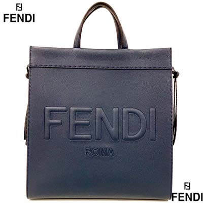 フェンディ FENDI メンズ 鞄 トートバッグ ユニセックス可 フロント立体ロゴ入りトートバッグ ダークネイビー 7VA583 AMAC F082Q (R392700) 322 2023年秋冬新作 【送料無料】 【smtb-TK】