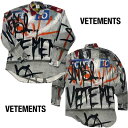 ヴェトモン VETEMENTS メンズ トップス シャツ 長袖 カジュアルシャツ ユニセックス着用可 全体マルチカラーグラフィティアートプリント・フライフロントカジュアルシャツ マルチカラーブラックUE54SH340G 1902 GREY (R198000) 322 2023年秋冬新作 【送料無料】 【smtb-TK】