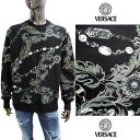 ヴェルサーチジーンズクチュール VERSACE JEANS COUTURE メンズ トップス トレーナー スウェット 全体チェーン/ロゴ/バロック柄プリント入り裏起毛トレーナー ブラック 75GAI3R0 FS102 899 (R59400) 322 2023年秋冬新作 【送料無料】 【smtb-TK】