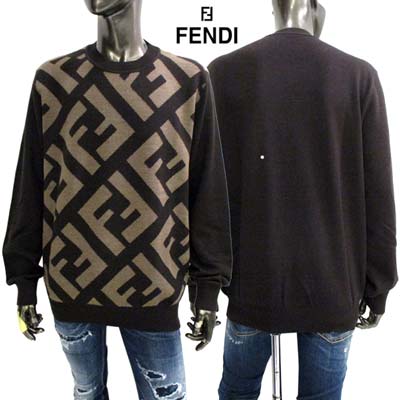 フェンディ FENDI メンズ トップス セーター ニット フロントストライプFFモノグラムロゴ入りウールセーター ブラウン FZX091 APJK F1M2Q (R143000) 322 2023年秋冬新作 【送料無料】 【smtb-TK】