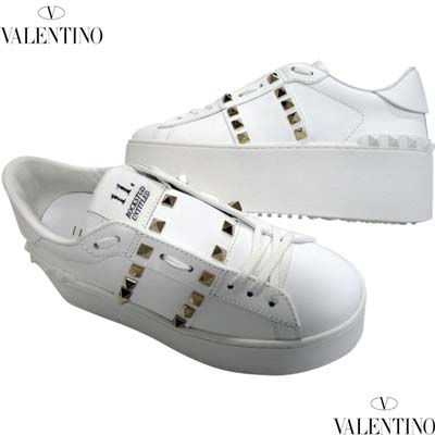 ヴァレンティノ VALENTINO レディース スニーカー 靴 シューズ マルチスタッズデザイン・タン部分11/ROCKSTUD UNTITLED・インソール/ソール部分ロゴ入り厚底スニーカー ホワイト 3W0S0GG8 BHS 0BO (R156200) 322 2023年秋冬新作 【送料無料】 【smtb-TK】