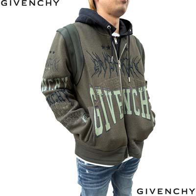 ジバンシー GIVENCHY メンズ アウター ジャケット フロント/アーム/バック部分マルチロゴ/スター・リブ部分ライン付きレイヤードデザインウールジャケット カーキー BM00ZD 4YCC 309 (R390500) 322 2023年秋冬新作 【送料無料】 【smtb-TK】