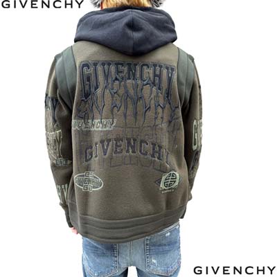 ジバンシー GIVENCHY メンズ アウター ジャケット フロント/アーム/バック部分マルチロゴ/スター・リブ部分ライン付きレイヤードデザインウールジャケット カーキー BM00ZD 4YCC 309 (R390500) 322 2023年秋冬新作 【送料無料】 【smtb-TK】