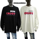 ディースクエアード DSQUARED2 メンズ ロンT ロングTシャツ 長袖 2色展開 フロント吹き出しロゴ/レトロ風ドットランゲージ・サイドスリット入りロングスリーブTシャツ ホワイト/ブラック S74GD1149 S23851 100/900 (R70400) 322 2023年秋冬新作 【送料無料】 【smtb-TK】