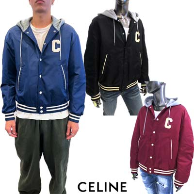 セリーヌ CELINE メンズ アウター ジャケット スタジャン 2color チェスト/バック部分ロゴパッチ・リブライン・裏/フード綿素材・スナップボタン留めテディジャケット ワインレッド/ブラック 2W15A 227R 28BD/38NO (R346500) GU322 2023年秋冬新作 【送料無料】 【smtb-TK】のサムネイル