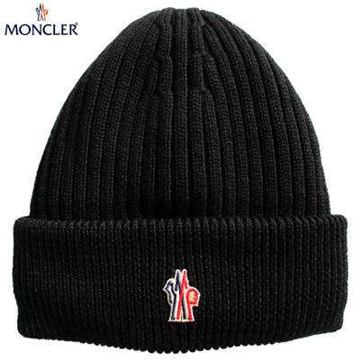 モンクレールグルノーブル MONCLER GRENOBLE メンズ 小物 ニット帽 ニットキャップ 帽子 ユニセックス可 フロントロゴワッペン付きシンプルデザイ...