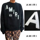 アミリ AMIRI メンズ トップス トレーナー スウェット フロントホワイト刺繍ロゴ・バックサイド裾部分ロゴプレート入りトレーナー ブラック MJG023 0...