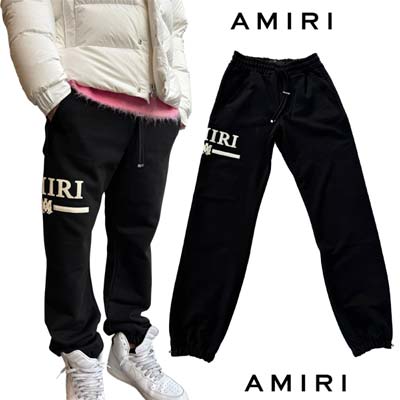 アミリ AMIRI メンズ ボトムス スウェットパンツ サイドAMIRI/モノグラムロゴ・バックロゴパッチ・裾/ウエストドローストリング付きスウェットパンツ ブラック MJL002 001 (R171600) 322 2023年秋冬新作 【送料無料】 【smtb-TK】