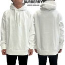 バーバリー BURBERRY メンズ トップス パーカー フーディ スウェット フロントパイル地馬上の騎士ロゴ・紐部分ロゴ刻印入りプルオーバーパーカー ホワイト...