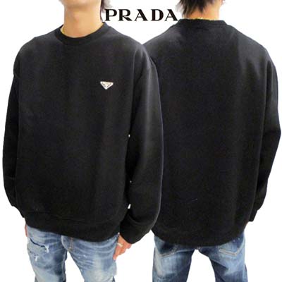 プラダ PRADA メンズ トップス トレーナー スウェット チェスト部分トライアングルロゴ入りクルーネックトレーナー ブラック UJL30A 11OQ F0806 (R187000/R198000) GB421 2024年春夏新作 【送料無料】 【smtb-TK】