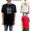 ジバンシー GIVENCHY メンズ Tシャツ 半袖 ロゴT フロントスター4Gヴィンテージロゴ・バック裾レッド4Gモノグラムロゴ入りスリムフィットショートスリ...