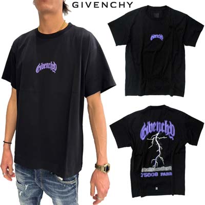 ジバンシー GIVENCHY メンズ トップス Tシャツ 半袖 ロゴT フロントロゴ・バックロゴ/サンダープリント・バック裾4Gモノグラムロゴ入りショートスリーブTシャツ ブラック BM71JB3YJM 001 (R108900) 421 2024年春夏新作 【送料無料】 【smtb-TK】