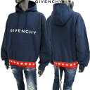 ジバンシー GIVENCHY メンズ トップス パーカー フーディ スウェット フロントホワイトロゴ・裾レッド部分スターライン入りプルオーバーパーカー ネイビー...