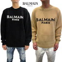 バルマン BALMAIN メンズ トップス ニット セーター 2色展開 フロントロゴ入りプルオーバーウールセーター ベージュ/ブラック CH1KD000 KC8...