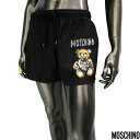 モスキーノ MOSCHINO メンズ 水着 スイムウェア ビーチパンツ ショーツ ハーフパンツ サイドグラフィティロゴ/トリコロールリボン付きテディベア・裏地メ...