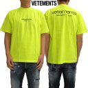 ヴェトモン VETEMENTS メンズ Tシャツ 半袖 ユニセックス可 同デザインの色違い有 フロント/バックブラックロゴ・バックネック刺繍ロゴ入りオーバーサイ...