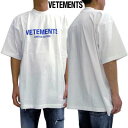 ヴェトモン VETEMENTS メンズ Tシャツ 半袖 ユニセックス可 同デザインの色違い有 フロントブルーロゴ・バックネック刺繍ロゴ入りオーバーサイズショート...