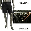 プラダ PRADA メンズ 水着 スイムウェア ビーチパンツ ハーフパンツ フロントウエスト部分トライアングルロゴプレート・バックポケット・裏地メッシュ入りスイムウェア ブラック UB372 1WQ9 F0002 (R110000) GB421 2024年春夏新作 【送料無料】 【smtb-TK】