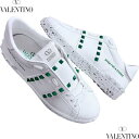 ヴァレンティノ VALENTINO メンズ スニーカー シューズ 靴 ボディ部分グリーンスタッズ/ランゲージ・かかと部分ホワイトスタッズ・ソール/タン部分Vロゴ入りローカットスニーカー ホワイト 4Y2S0931 PZQ UY7 (R121000) 421 2024年春夏新作 【送料無料】 【smtb-TK】