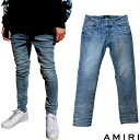 アミリ AMIRI メンズ ボトムス ジーンズ パンツ デニム STACK ダメージ/色あせ加工・バックレザーロゴパッチ・バックポケット部分ロゴプレート付きジーンズ ブルー PS24MDS001 426 (R154000) 421 2024年春夏新作 【送料無料】 【smtb-TK】