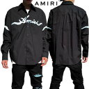 アミリ AMIRI メンズ トップス シャツ 長袖 SMOKE フロントスモークロゴ/アーム部分スモークデザイン入りカジュアルシャツ ブラック PS24MSL0...